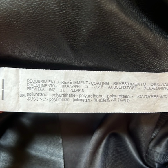 Zara medium black faux leather short sleeve asymmetrical dress. - Picture 11 of 11